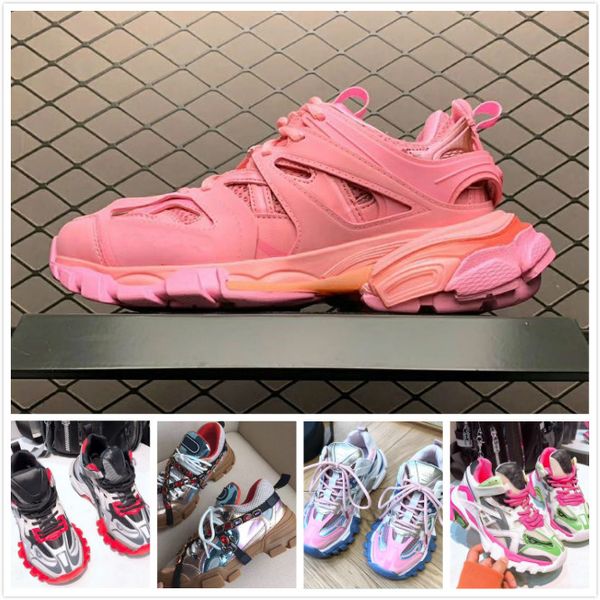 

women casual shoes track 2 sneakers 19fw white track2 lace-up lady jogging sneakers triple s hiking chaussures 36-39, Black