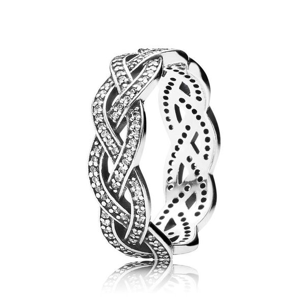 

authentic ale 925 sterling silver sparkling braid band ring new fashion luxury designer jewelry women rings with pandora original gift box