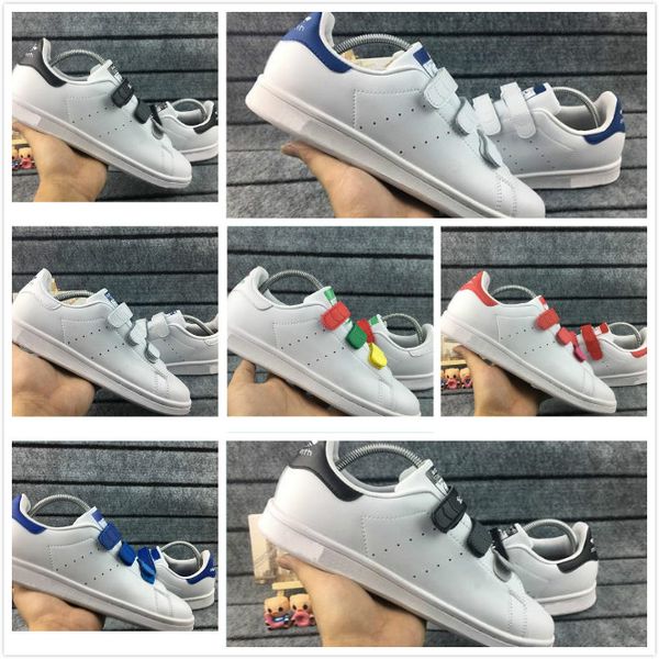 

2018 lovers stan smith men women shoes classic shoes hook loop buckle scarpe traffic light pink casual leather sport sneakers, Black
