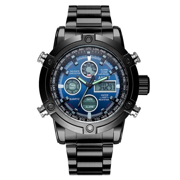 

watches men 2020 brand amst 3022 dual display wristwatches luxury sports led digital watches relogio masculino, Slivery;brown