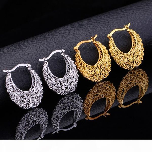 

горячего пункт жена 18k real позолоченных полых цветы серьга обруч баскетбол серьга мода ювелирные изделия для женщин оптового, Golden;silver