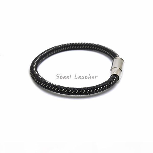 

5pcs много собственный логотип кожа мужчины браслет черный серебро цвет нержавеющая сталь магнитный застежками классический браслет мужской, Golden;silver