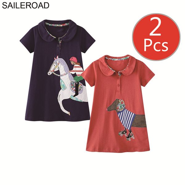 

saileroad 2pcs children princess costume unicorn dress party girl dress for kids clothes 7years child pocket girls vestido t200709, Red;yellow