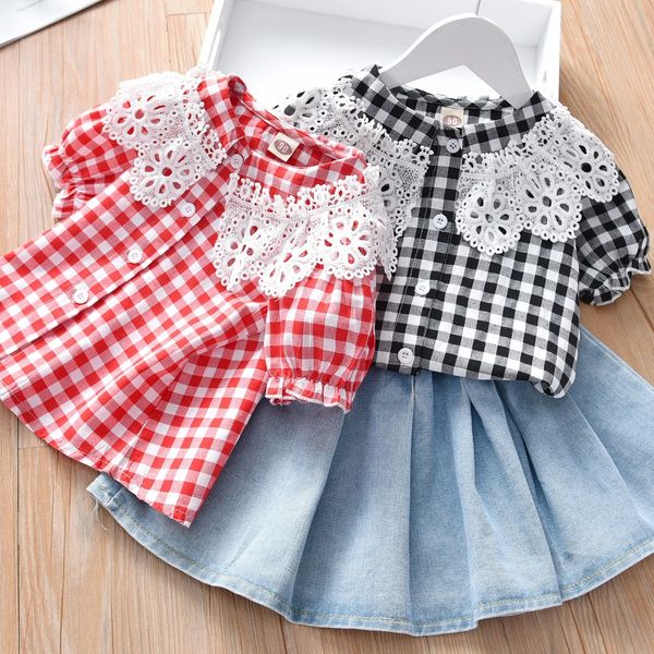 

girls summer shirt 2020 new western style shirt plaid korean short-sleeved wool children's clothing baby children's wear cardigan, White;black