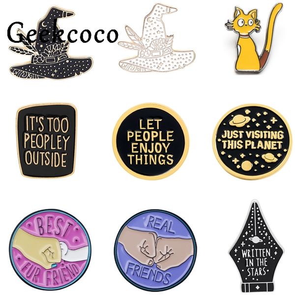 

20pcs / серия j1384 geekcoco мультфильм волшебное hat cat metal брошь воротник best for friend pin рубашки сумки значки на рюкзак pins, Gray