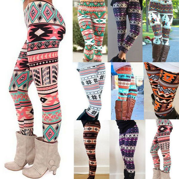 

women leggings christmas pattern print high waist pants female stretch slim leggings fashion women skinny pants, Black