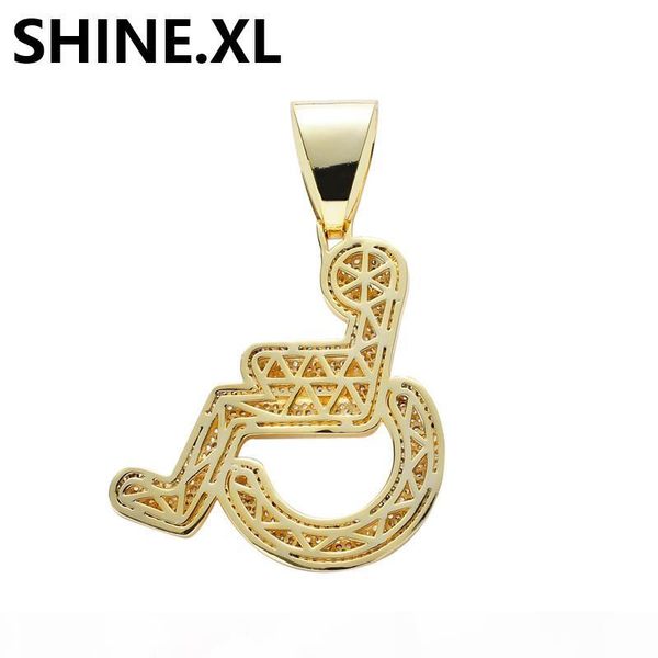

18k gold iced out инвалидного кресла ожерелье латунь материал золото серебро покрыло mens hip hop подарка ювелирных изделий, Silver