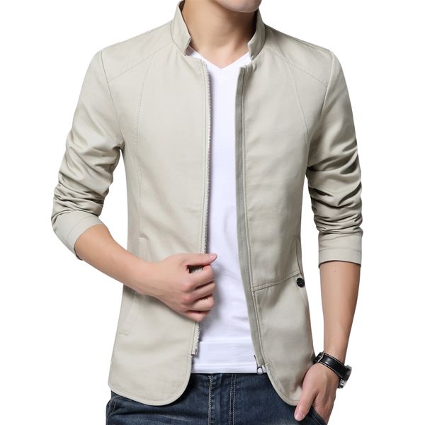 

new autumn men's cotton jackets solid fashion coats male casual slim stand collar business casual men overcoat 5xl, Black;brown