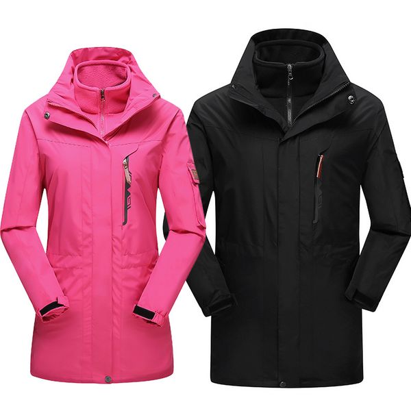 

men women winter long jacket coat girls outdoor warm ski fishing hiking windbreaker men women velvet thermal waterproof jackets, Blue;black