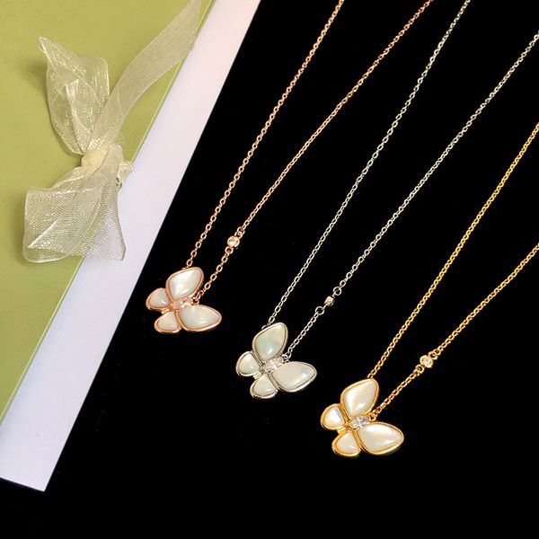 

2020 stainless steel necklace fashion egyptian jewelry white butterfly necklace women designer necklace jewelry, Silver