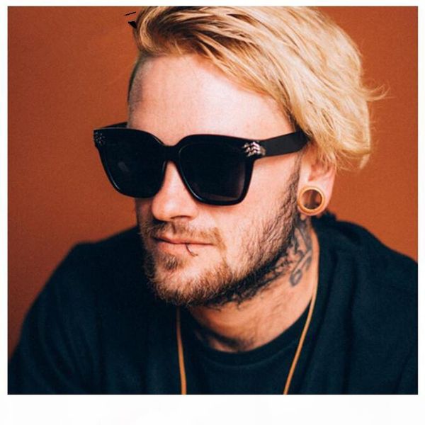 

2020 square sunglasses plastic frame resin lens black sun glasses male oculos brand designer, White;black