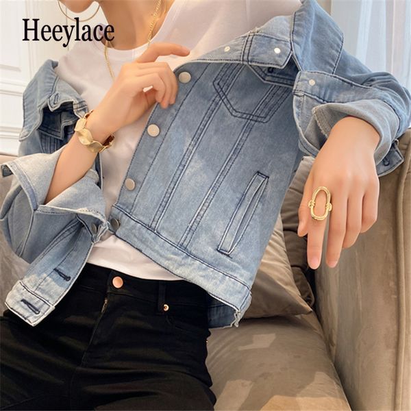 

women's jackets autumn spring denim women casual slash neck pockets wild streetwear fashionable short jeans jacket 2021, Black;brown