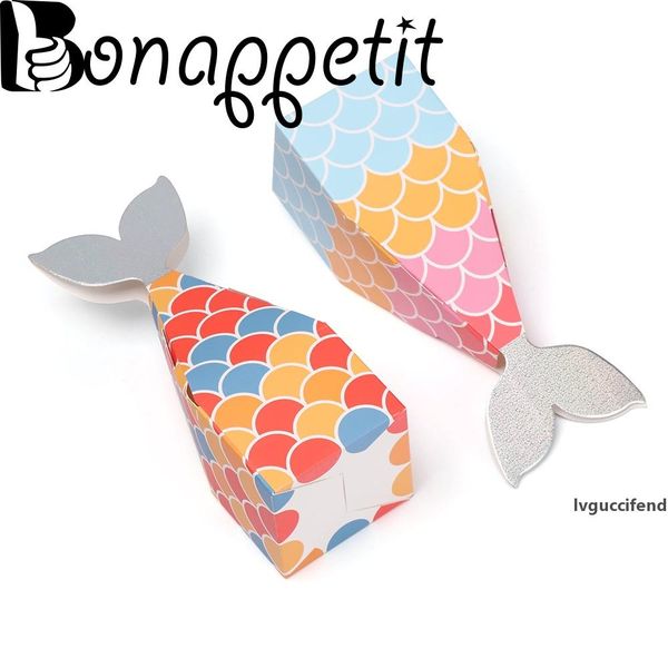

10pcs mermaid paper candy gifts box card sugar box dessert bags birthday souvenirs wedding favors kids gift party supplies