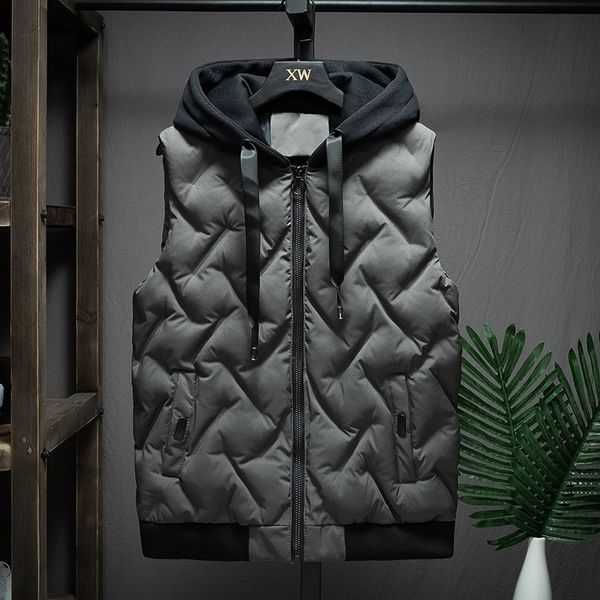 

men's vests 2021 chaleco hombre vest with many pockets autumn and winter cotton large size shoulder jacket warm casual loose, Black;white