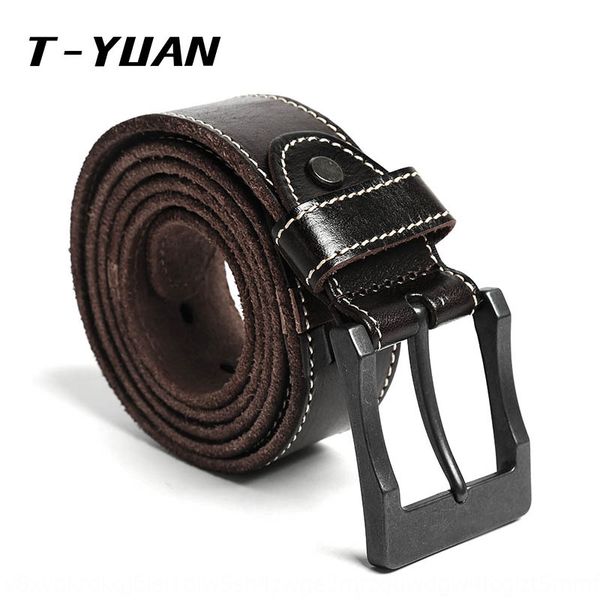 

leather buckle cowhide youth layer cowhide men's belt pin pin middle-aged casual men's belt belt, Black;brown