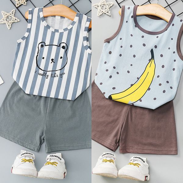 

summer thin suit cotton tong mian yi vest tong mian yi clothes children's summer clothes children's vest boys and girls, Blue