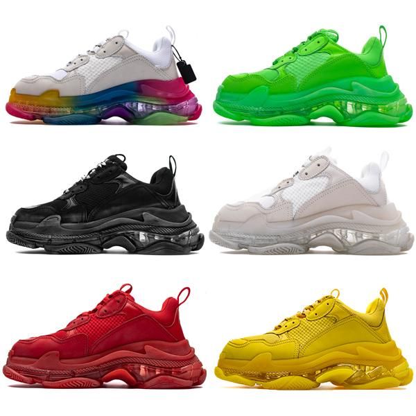 

2020 paris triple s clear sole green white crystal bottom mens designer low platform sneakers vintage women sports luxury dad casual shoes