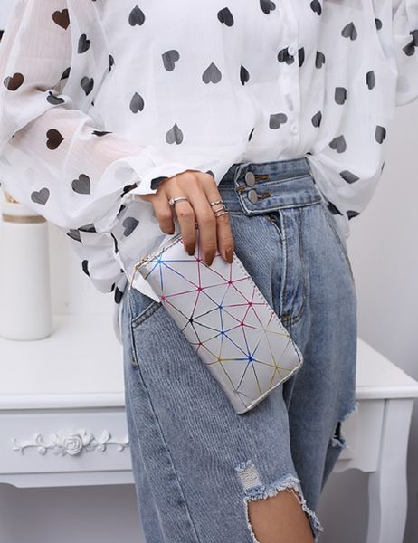 

2020 сумка женщины лазерная геометрия длинный бумажник монет сцепления кошельки монета кошелек мешок мобильного телефона 200805