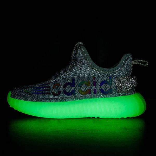 

autumn breathable coconut children's children's fly weaving luminous coconut shoes lace playground children running shoes batch, Black