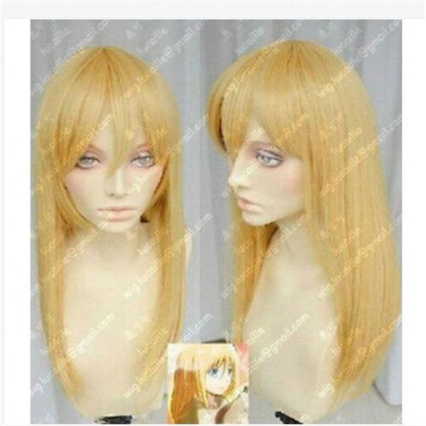 

new attack on titan krista lenz 60cm blonde lolita cosplay party wig, Black