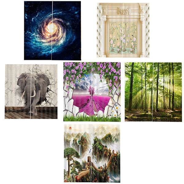 

bamboo forest printed blackout curtains for bedroom window curtains for living room 85% shading 3d height 200cm width 170cm
