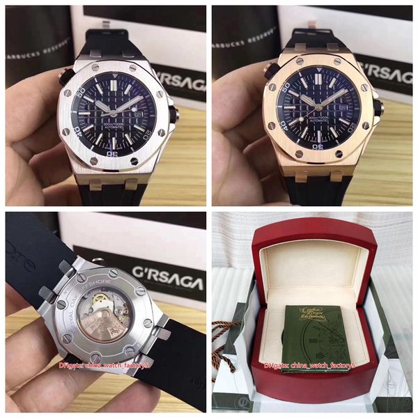 

20 style watch 42mm royal oak offshore diver 15710 15703 rubber bands asia 2813 movement mechanical automatic mens men's watches, Slivery;brown