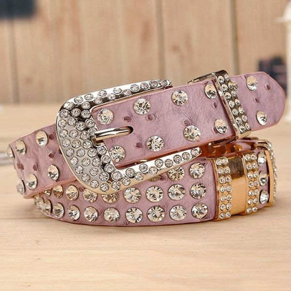 

2020new fashion rhinestone belts for women luxury designer genuine leather belt cow second layer skin strap female c19010301, Black;brown