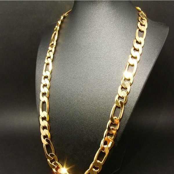 

new heavy 94g 12mm 24k yellow gold filled men's necklace curb chain jewelry, Silver