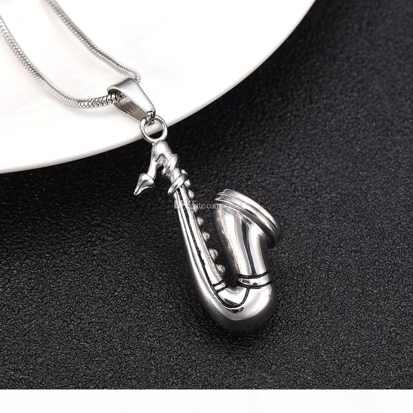 

cremation pendant memorial necklace ashes holder urn funeral musical saxophone keepsake jewelry for women men, Silver