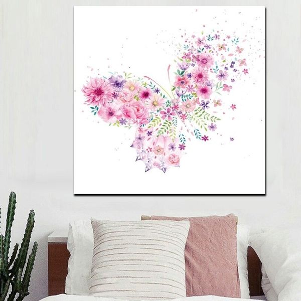 

graffiti pop art pink butterfly flower girl canvas oil painting modern cartoon poster prints wall art picture girls bedroom home decoration