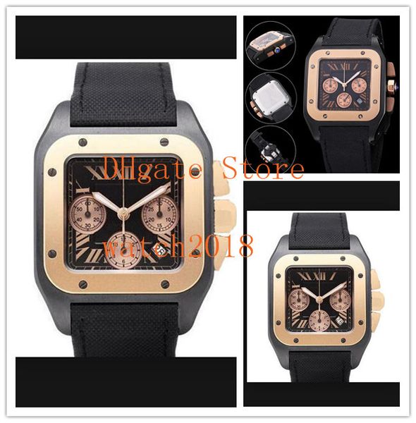 

Limited Edition 42MM Sapphire 100 W2020004 3104 Black Dial Stainless Steel Bezel VK Quartz Chronograph Fashion Men's Luxury Watches