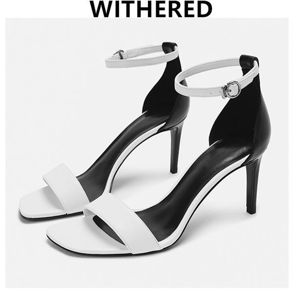 

withered new england fashion color contrast high heel peep toe stiletto party sandals women shoes woman shoes women sandals, Black