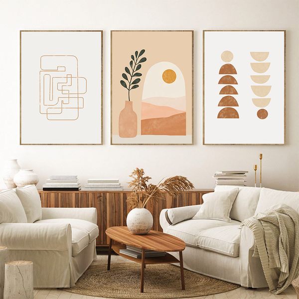 

boho canvas poster sun abstract paintings line drawing art print painting vintage wall pictures for living room home decoration