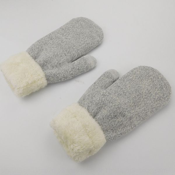 

caokq rabbit fur warm bicycle female student gloves full finger warm velvet thickened solid color bicycle dispensing anti-slip touch screen