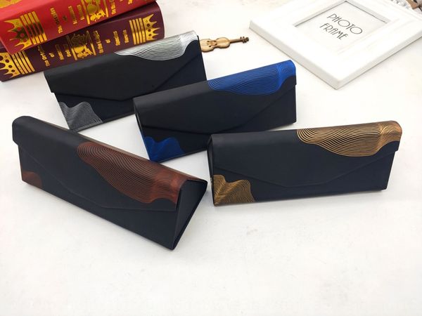 

creative myopia student hipster men's and case case myopia glasses box women's folding streamline pattern sun glasses box, Blue