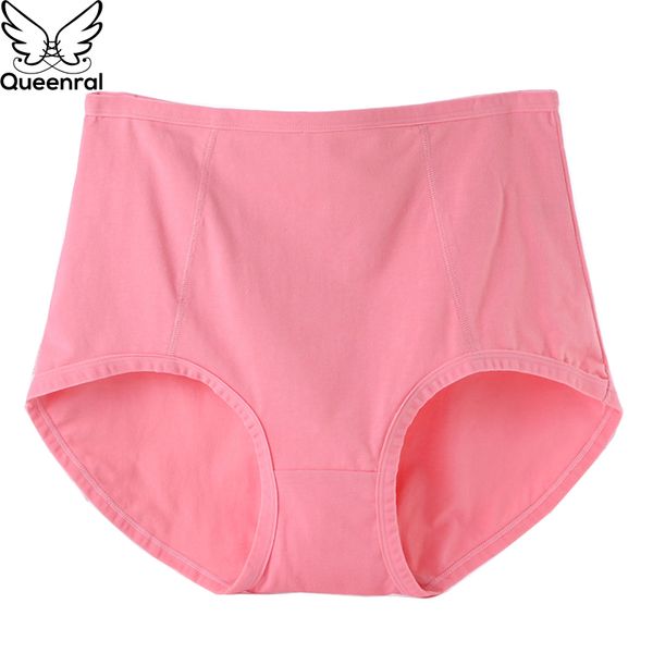 

queenral briefs underwear panties women cotton seamless women plus size panties high waist ladies briefs for xl xxl, Black;pink