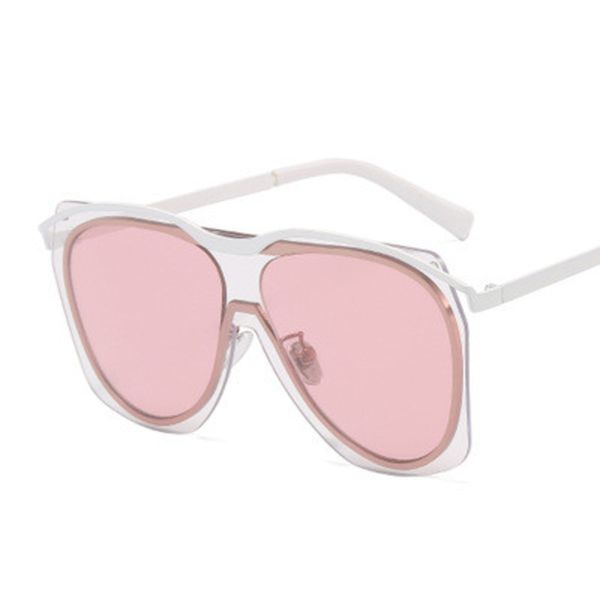 

fashion large frame sunglasses women 2020 trendy ocean lens sun glasses ladies vintage one piece shade mirror uv400, White;black