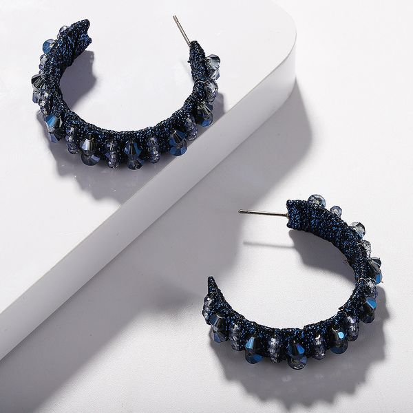 

new design big crystal circle earring for women geometric round shiny bling hoop earrings colorful wedding bridal jewelry, Golden