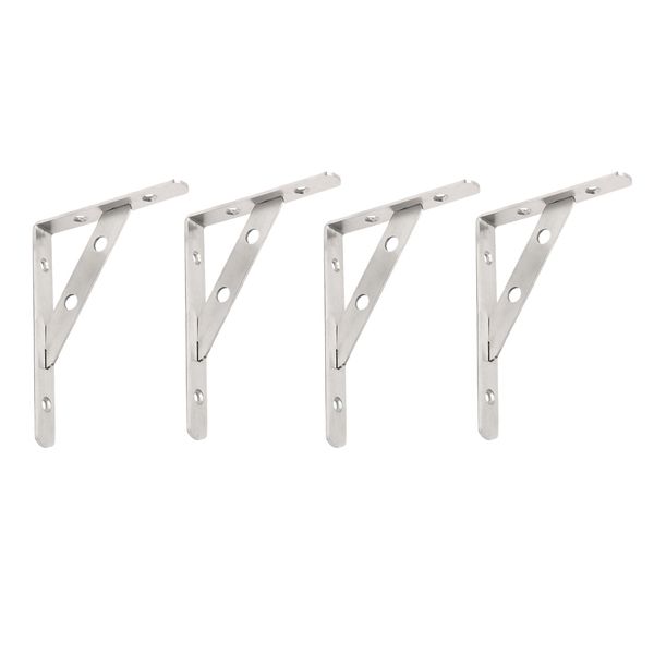 

4 pieces stainless steel wall shelf bracket support l shaped 6 inches