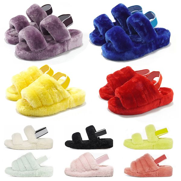 

дешевые женщины пушистые тапочек взбить да горки сандала австралии нечетких мягкие дама женские флип-флоп меха пушистых сандалии мужских зим, Black