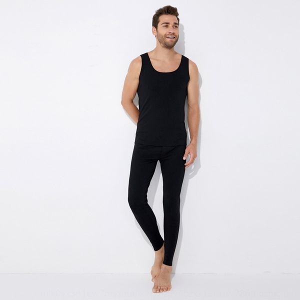 

men's 2020 autumn and winter new thermal suit german velvet men's cut thermal underwear warm vest underwear vest, Black;white