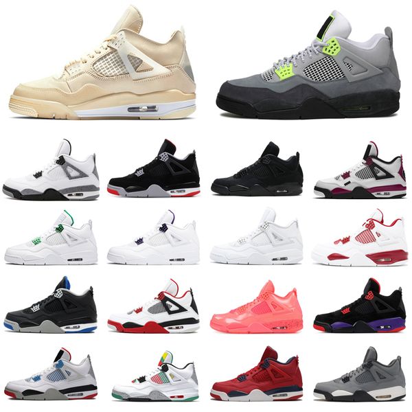 

4s sail jumpman 4 men basketball shoes neon black cat bred cement alternate 89 cool grey metallic pack men womens trainers sports sneakers