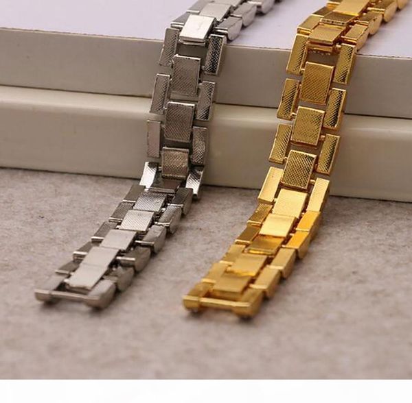 

15mm width 18k gold plated diamonds cuban link bracelets 22.5cm mens alloy bracelet hip hop bracelet for men, Black