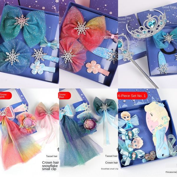 

frozen crown necklace aisha headwear accessories children's hairpin hair accessories gift box set aisha hairpin headdress, Slivery;white