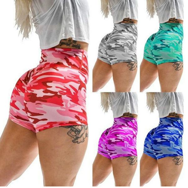 

gym clothing camouflage printing hip high waist yoga pants women's sports shorts compression workout bike leggings running, White;black