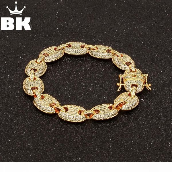 

мужские iced out hip hop silver gold-tone cz асфальтовая пыхтел marine link chain браслет 13mm 8inch multicolor цирконий, Black