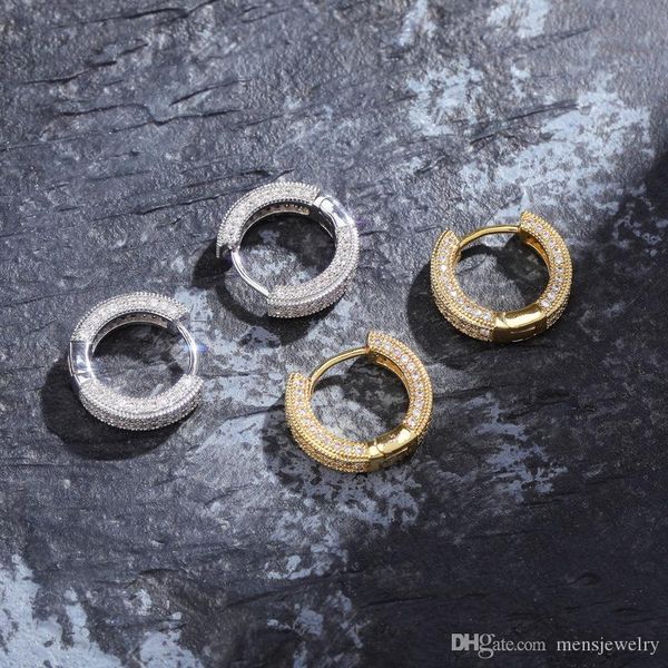 

luxury designer earrings hip hop jewelry iced out earring bling men women diamond stud earings rapper hiphop charms gold silver earing gift, Golden;silver