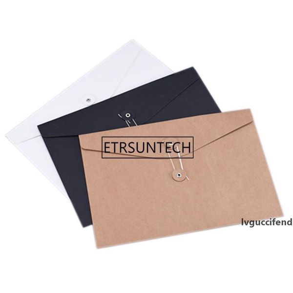 

brown kraft paper a5/a4 document holder file storage bag pocket envelope with storage string lock office supply pouch lx2124