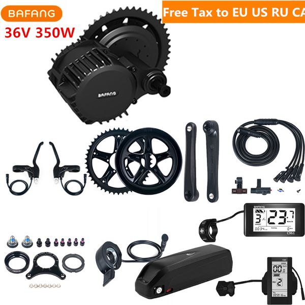 Bafang 8fun 36V 350W BBS01B Mid Motor Drive Kits Com 13AH Hailong bateria de lítio para bicicleta elétrica Parts UE US RU Tax Free