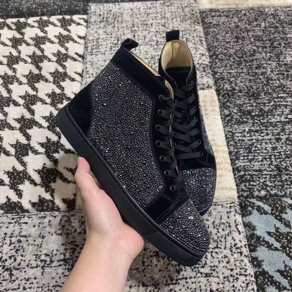 

2020 дизайнер моды red bottom shoes, black strass louisflat серый замша кроссовки для мужчин женщины пара скейтборд walking с коробкой